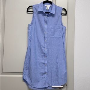 Sleeveless Chambray Shirt Dress